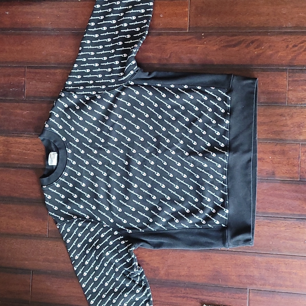 Champion Black Crewneck Logo-Print Sweatshirt